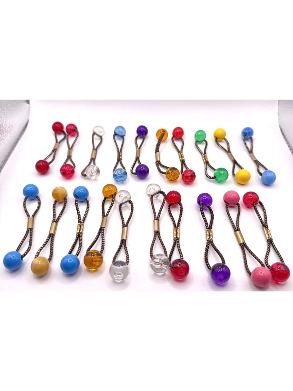20 GOODY Vintage Ponytail Holders Twin Beads Medium Knocker Balls Hair Ties #3